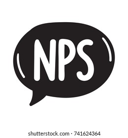 Nps, Abbreviation Net Promoter Score. Vector Hand Drawn Speech Bubble Icon, Badge Illustration On White Background.