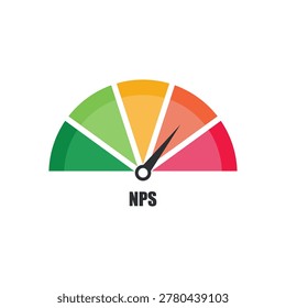 NPS Customer Satisfaction Meter Gauge Icon Pointing to High Score