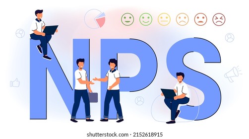 NPS Net Promoter Score Business Strategy Formula Promotion Marketing Scoring Promotional Netting Teamwork Flat Vector Illustration Measures Customer Experience And Predicts Business Growth