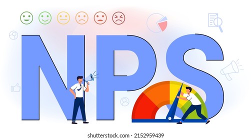 NPS Net promoter score Business strategy Formula promotion marketing scoring Promotional netting Teamwork Flat vector illustration Measures customer experience and predicts business growth