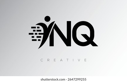 NQ Creative Digital Monogram Logo – Futuristic Letter mark Design Featuring Human Shape, Pixel Motion and Minimal Tech Style for Innovative Branding Identity