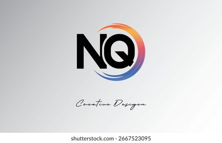 Logotipo de letra criativa NQ com espiral de círculo gradiente