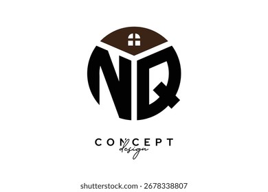 NQ Criativa de imóveis Monograma Logo Conceito Design em forma de círculo