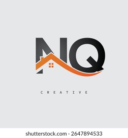 NQ House Letter Logo – Creative Real Estate Monogram with Roof Shape and Home Icon for Property, Architecture and Modern Branding Identity