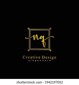 NQ Marca caligrafía inicial logotipo manuscrito. Alfabeto escrito a mano en la plantilla de logotipo. Cartas y alfabetos para la firma, boda, moda, floral y botánica 