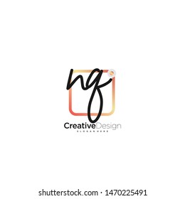 NQ initial handwriting with color logo icon template vector.