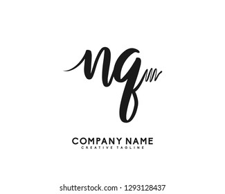 NQ Initial Handwriting Logo Template Vector