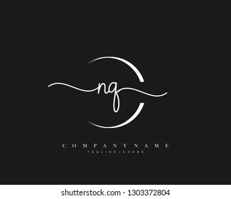 NQ initial handwriting logo template vector