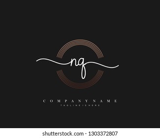 NQ initial handwriting logo template vector