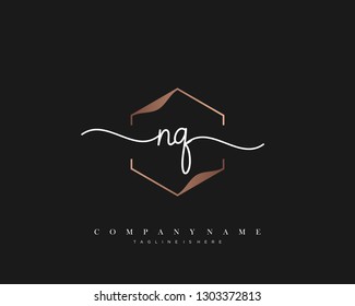 NQ initial handwriting logo template vector