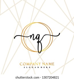 NQ Initial Handwriting logo template vector