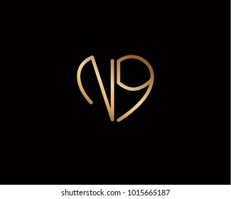 NQ initial heart shape gold colored logo