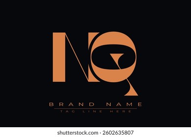 NQ initial letter logo design. Letter N and Q luxury alphabet letter logo icon template