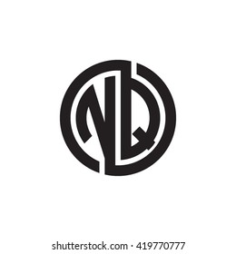NQ initial letters looping linked circle monogram logo