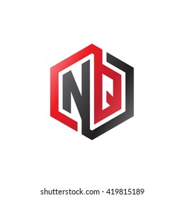 NQ initial letters looping linked hexagon logo black red