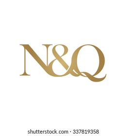 N&Q Initial logo. Ampersand monogram golden logo