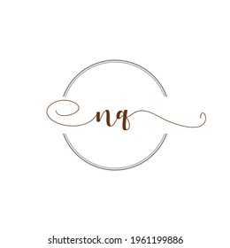 NQ Initial Logo Handwriting template letter illustration