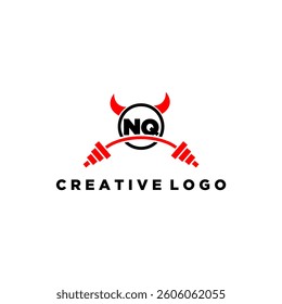 NQ initial monogram for fitnes or gym logo with devil style design