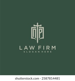 NQ initial monogram for law firm with sword and shield logo image