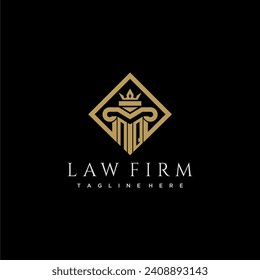 NQ initial monogram logo for lawfirm with pillar in creative square design