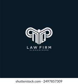 Firma de abogados de logotipo de monograma inicial NQ con diseño de pilar