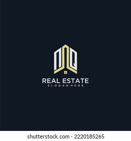 NQ initial monogram logo for real estate with home shape creative design
