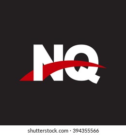 NQ initial overlapping swoosh letter logo white red black background