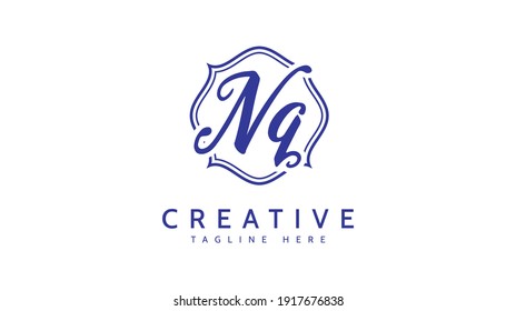 NQ Initials, handwriting logo vector