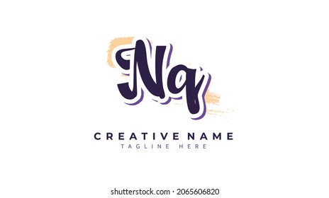 Nq Initials, handwriting logo vector