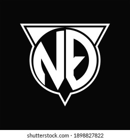 Monograma del logotipo de NQ con forma de círculo y medio triángulo redondeado sobre fondo negro