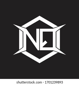 Monograma de logotipo NQ con hexágono y plantilla de diseño de cuatro ejes