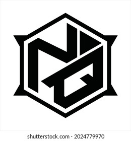 NQ Logo monogram with hexagon and sharp shape design template
