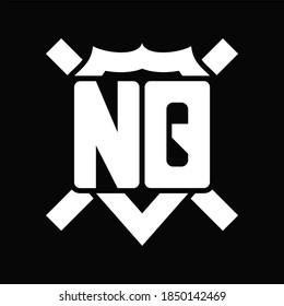 NQ Logo monogram isolated on shield shape with rounded line on black background