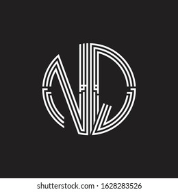 NQ Logo monogram triple ribbon style line design template isolated on black background