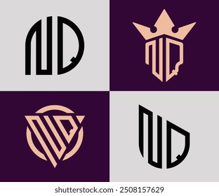 NQ moderno letra inicial logotipo design vetor bundle. Ele será adequado para qual empresa ou marca começar esses iniciais.