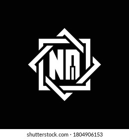 NQ monogram logo with abstract square around design template