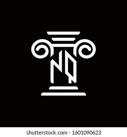 NQ monogram logo with pillar style design template