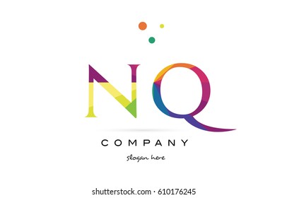 nq n q  creative rainbow colors colored alphabet company letter logo design vector icon template