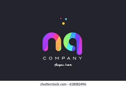 nq n q  creative rainbow green orange blue purple magenta pink artistic alphabet company letter logo design vector icon template