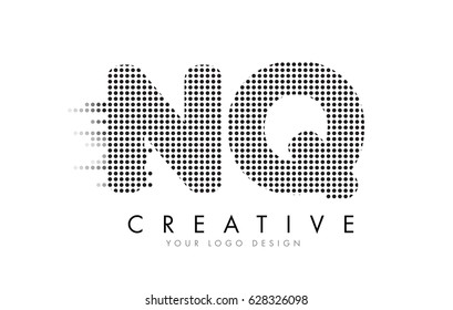 NQ N Q Letter Logo Design with Black Dots and Bubble Trails.