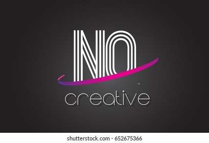NQ N Q Letter Logo with Lines Design And Purple Swoosh Vector Letters Illustration.