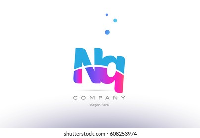 nq n q  pink purple blue white uppercase lowercase modern creative alphabet gradient company letter logo design vector icon template