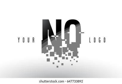 NQ N Q Pixel Letter Logo with Digital Shattered Black Squares. Creative Letters Vector Illustration.