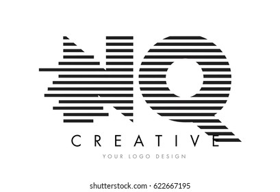 NQ N Q Zebra Letter Logo Design with Black and White Stripes Vector