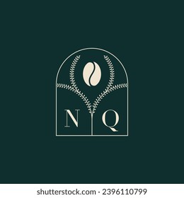 NQ Diseño de logotipo único y simple combinación de letras y grano de café