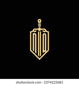 NQ vintage shield and sword initial logo in high quality professional design that will print well across any print media
