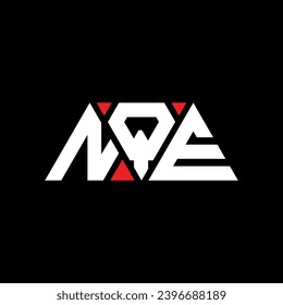 NQE triangle letter logo design with triangle shape. NQE triangle logo design monogram. NQE triangle vector logo template with red color. NQE triangular logo Simple, Elegant, and Luxurious design.