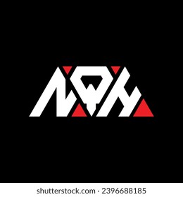 NQH triangle letter logo design with triangle shape. NQH triangle logo design monogram. NQH triangle vector logo template with red color. NQH triangular logo Simple, Elegant, and Luxurious design.