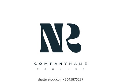 NR Creative Abstract Typography Logo Design. Elegant logo combining bold typography and creative shapes, ideal for branding and identity solutions.