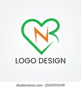 NR Heart Logo Design Template